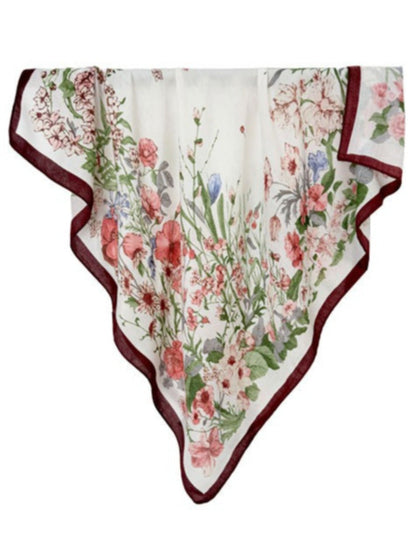 Scarvii - Boho Lightweight Floral-Print Square Scarf