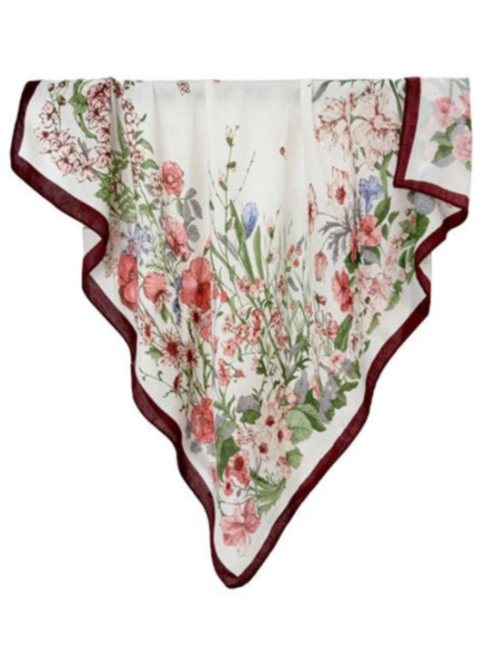 Scarvii - Boho Lightweight Floral-Print Square Scarf