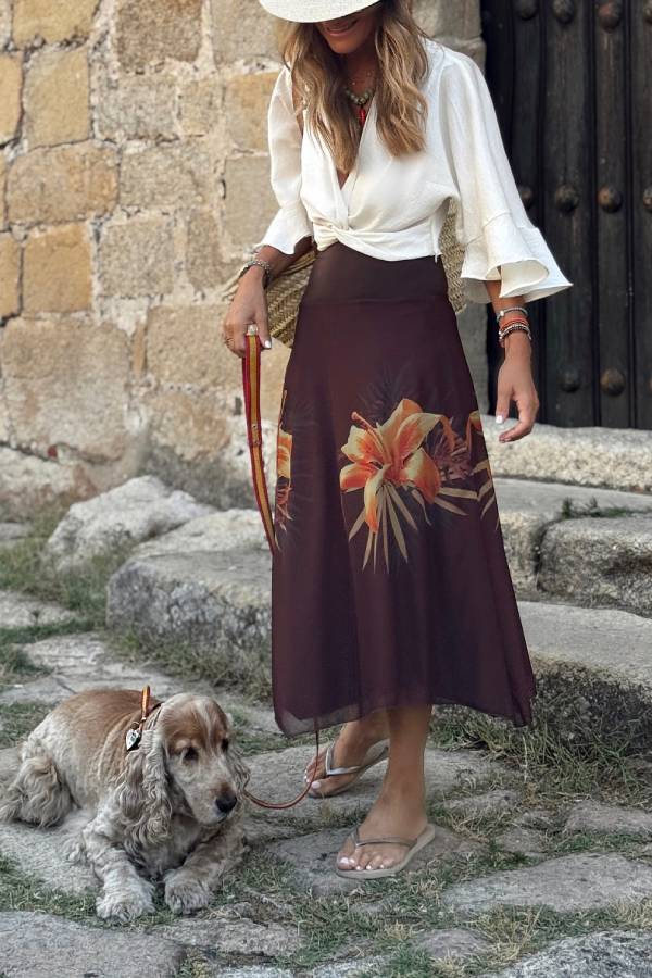 White bell-sleeve resort style top