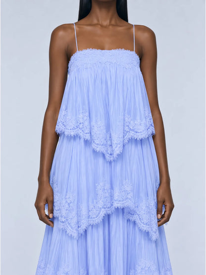 Simone Tiered Lace splicing Maxi Dress