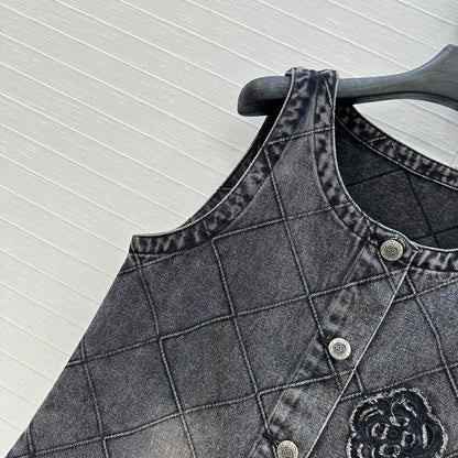 CHANEL DENIM VEST DRESS WITH DIAMOND PATTERN 276108