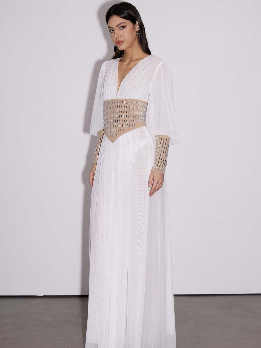 Beatrice Crystal Mesh Maxi Dress