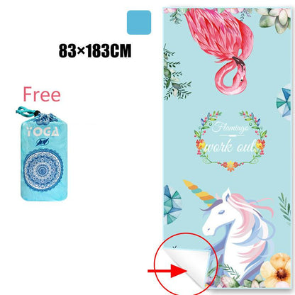 Sports Fitness Yoga Mat Spread Towel Silicone Anti-Slip Printing Pad Portable Folding Widened Spread Towel Easy Take