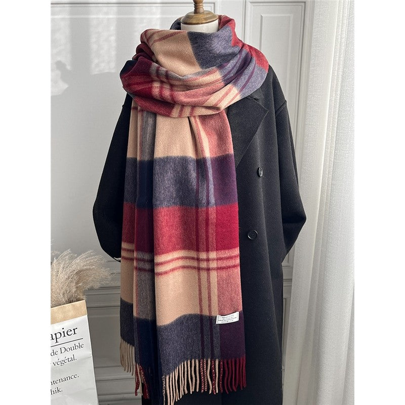 Fashion Plaid Fringe Shawl Scarf