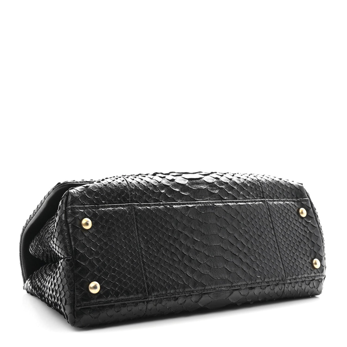 Snakeskin Small Coco Handle Flap Black