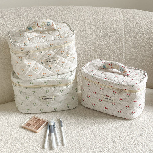 Polka Dot Cherry Print Make Up Bag