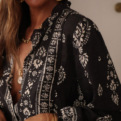 Crosa - Boho Elegant Floral Long Sleeves Blouse