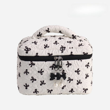 Bow Print Large Capacity Sweet Make Up Bag