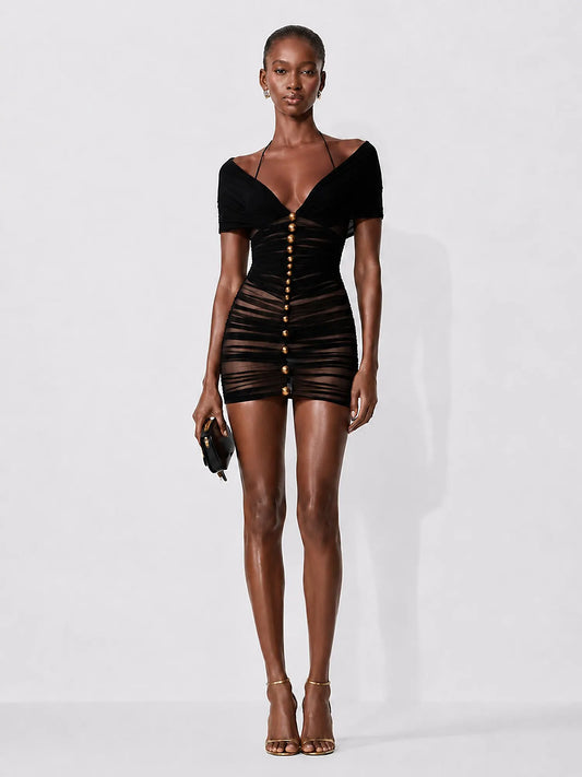 Ravenna Sexy Mesh-Panel Mini Dress