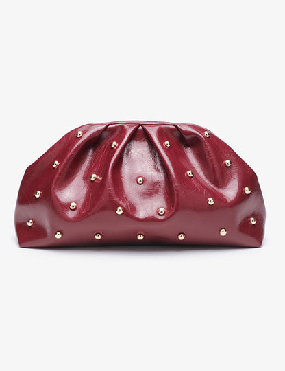Fashion Studded Magnet Ruched Evening Handbag