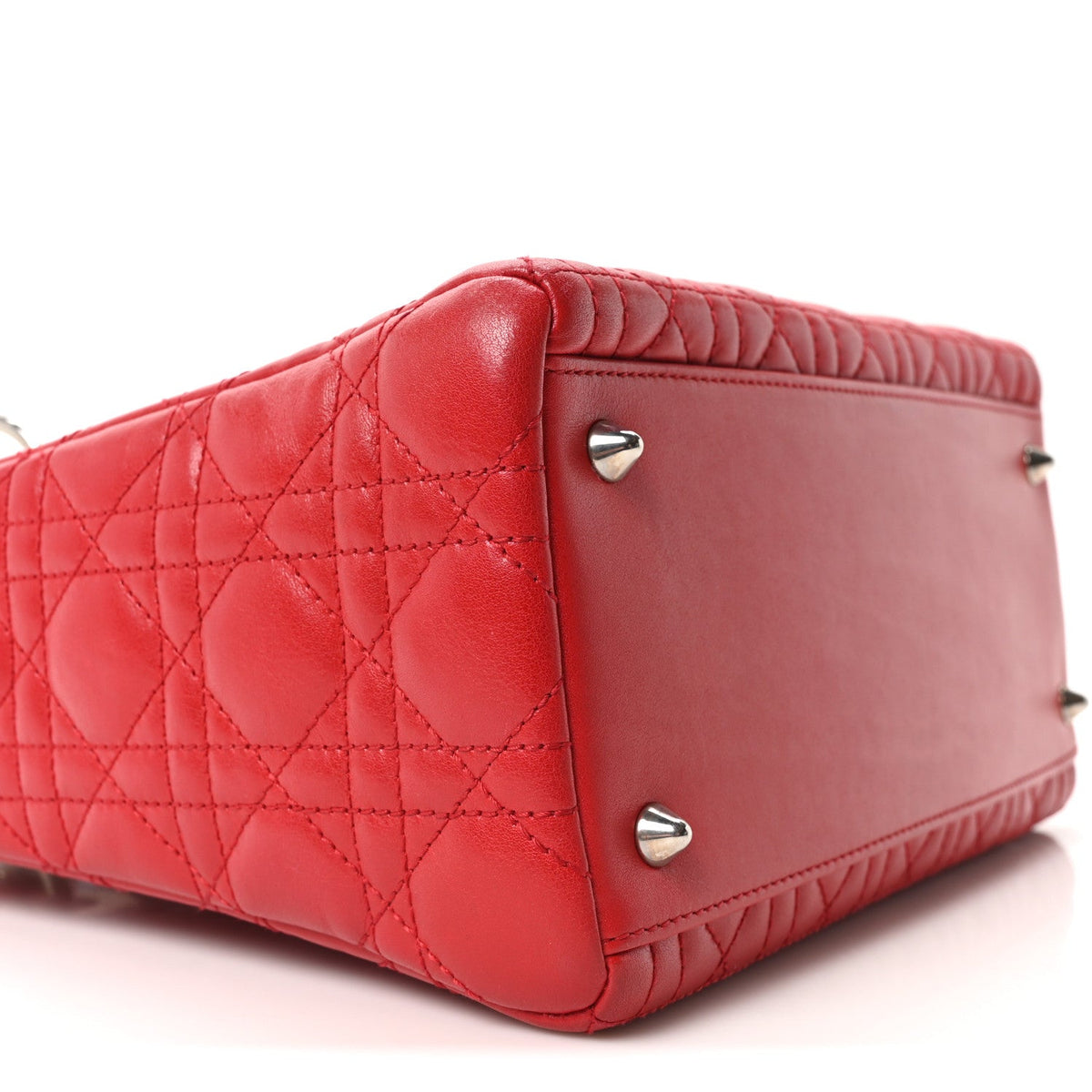 Lambskin Cannage Medium Lady Dior Red