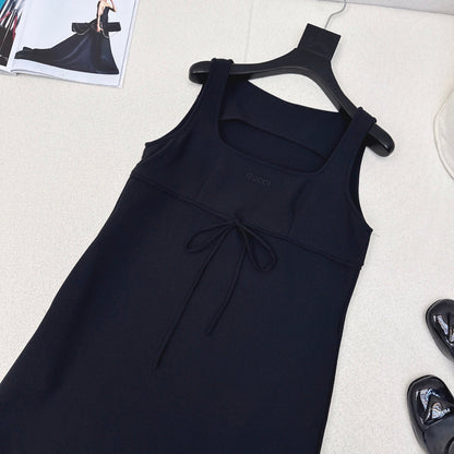 Gucci 25 Sleeveless Minimalist Dress Dark Blue Cotton Polyester