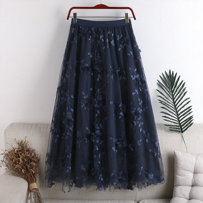 High Waist Slimming Double Layer Mesh Skirt