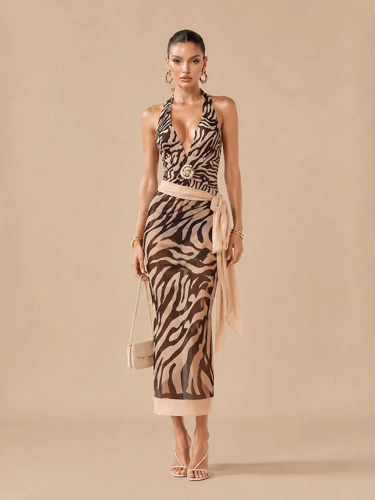 Grace Zebra-print Swimsuit Set