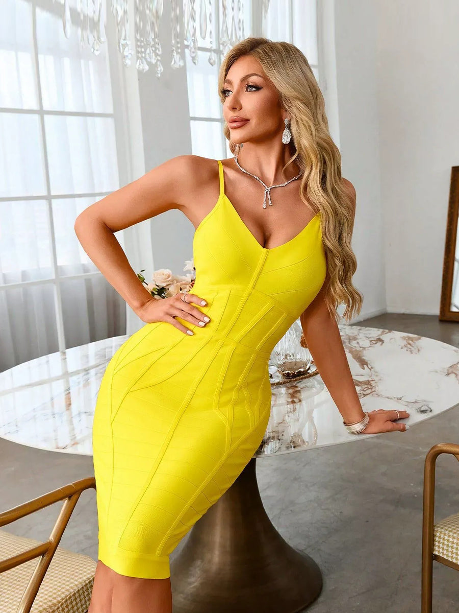 Noelia Midi Dress In Yellow
