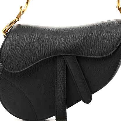 Grained Calfskin Mini Saddle Bag Black