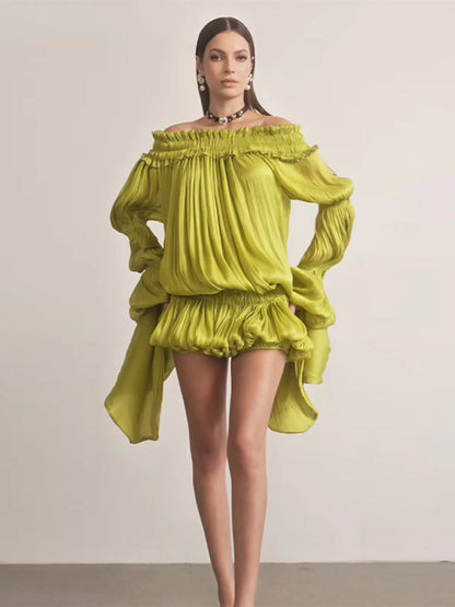 Lunara Off Shoulder Draped Mini Dress