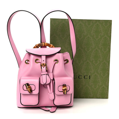 Calfskin Bamboo Backpack Glossy Pink