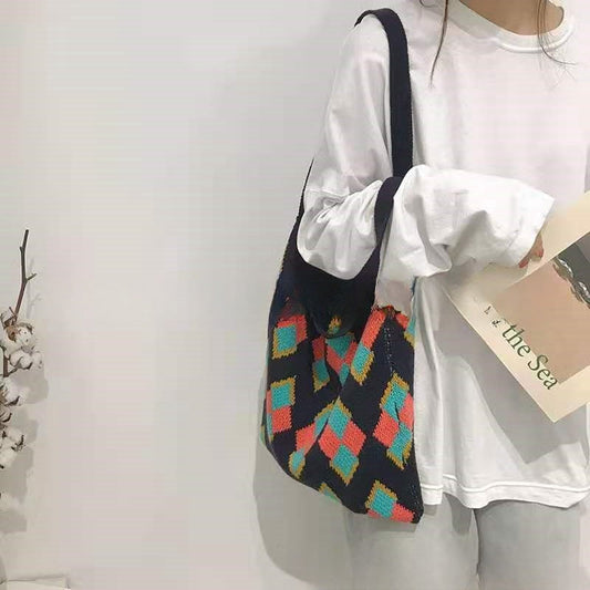 Crochet Tote Bag Cute Knit Bag For Teenage Girls