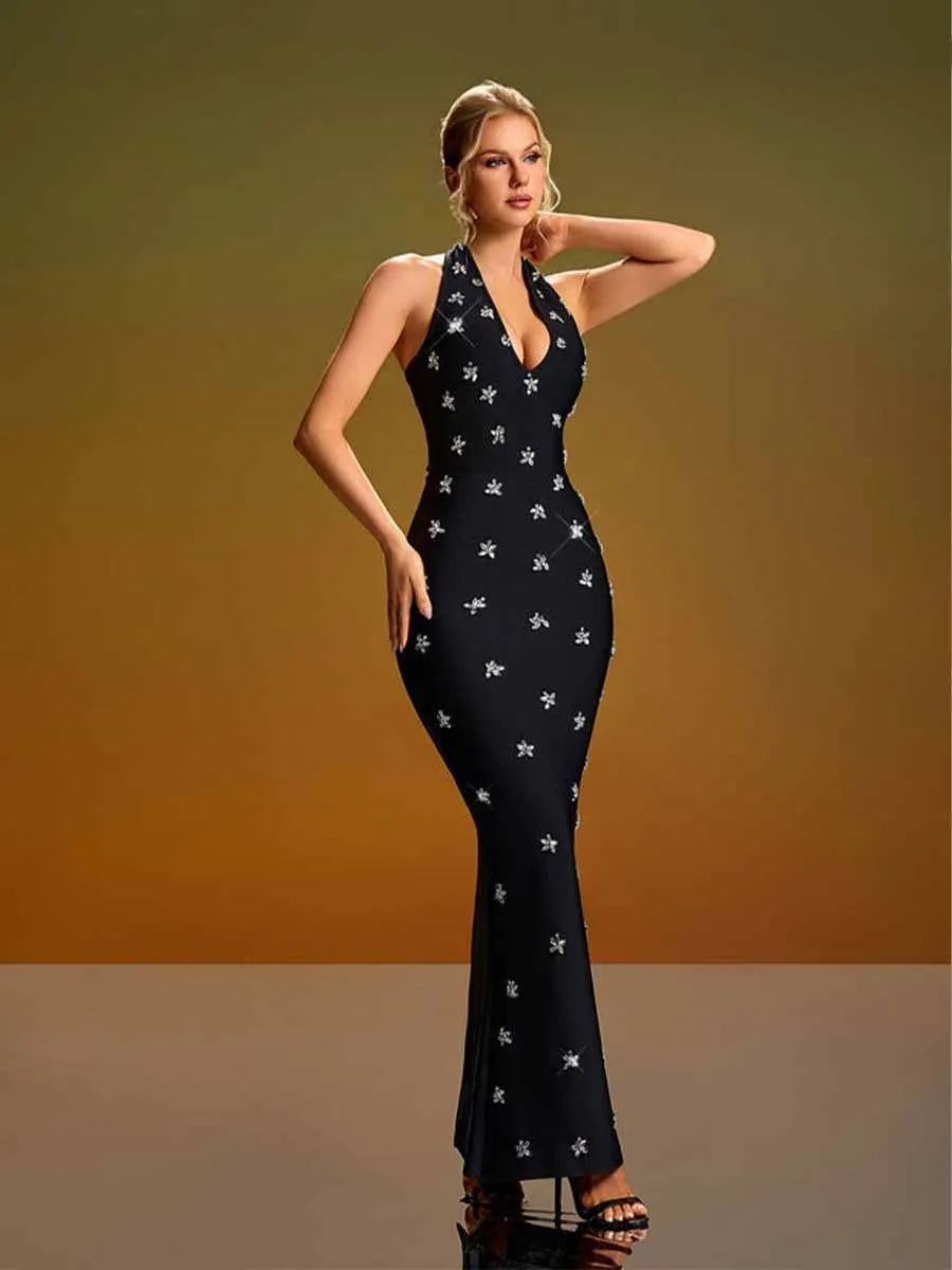 Celestine Rhinestone Mermaid Maxi Dress