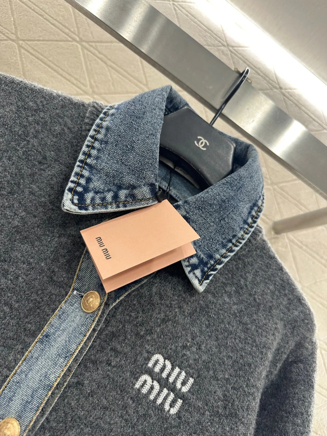 MIUMIU KNIT JACKET WITH DENIM STYLE 735