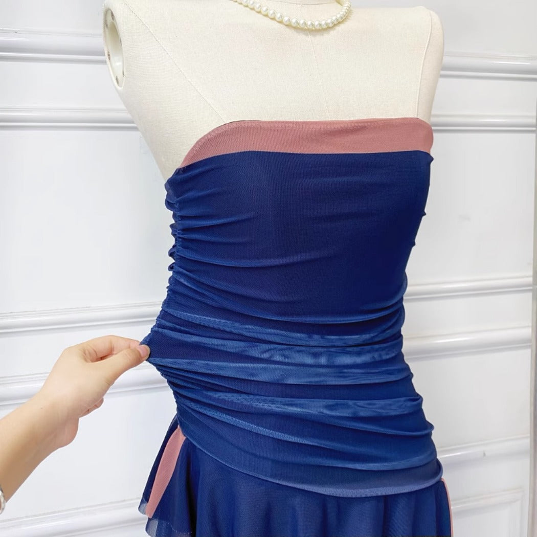 Vesty - Asymmetrical Fringe Hem Bustier Top