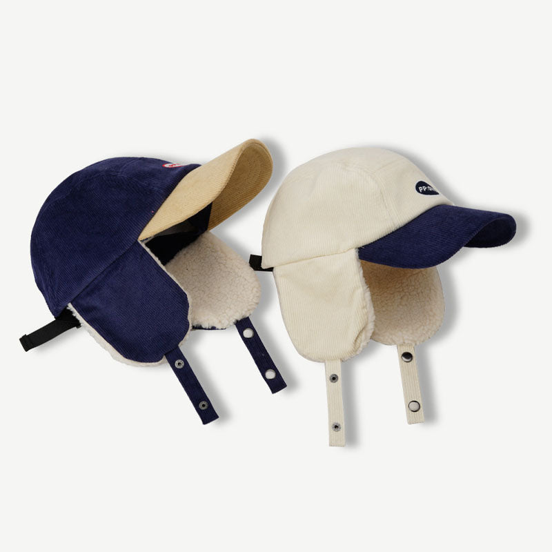 Winter Hat With Ear Flap Corduroy Baseball Cap