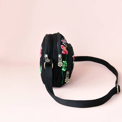 New Small Bag For Mobile Phones, Female Ethnic Style Embroidery Flower Bag, Shoulder Bag, Three-Layer Change Bag, Messenger Bag