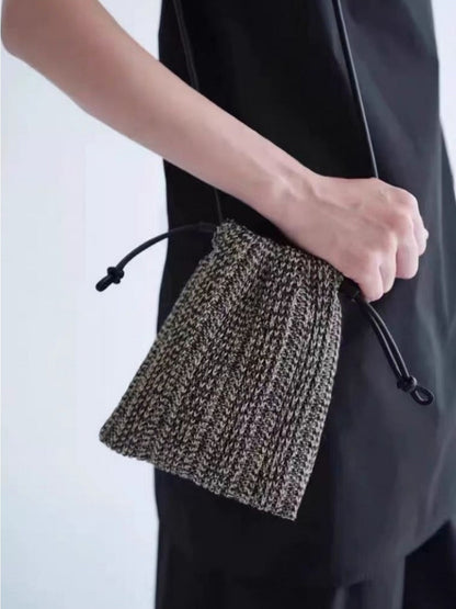 Cosbai - Minimalist Drawstring Knitted Crossbody Bag – Effortless &amp; Chic