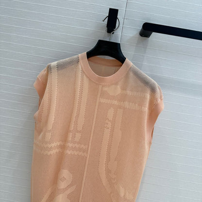 Hm 25 Short-sleeved Sweater Peach colorMesh Polyester