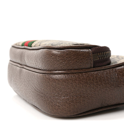 GG Supreme Monogram Textured Dollar Calfskin Web Mini Ophidia Convertible Shoulder Bag Beige Ebony New Acero