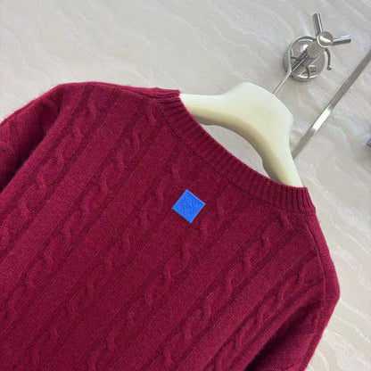 LOEWE Layered cable-knit wool sweater with logo
