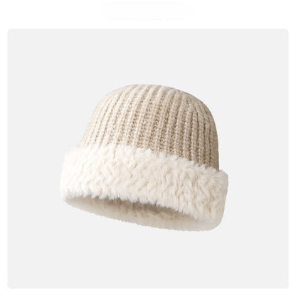Color Block Padded Knit Plushed Bucket Hat