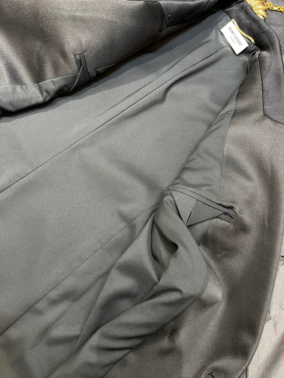 YSL Double-Breasted Long Suit Black Polyester