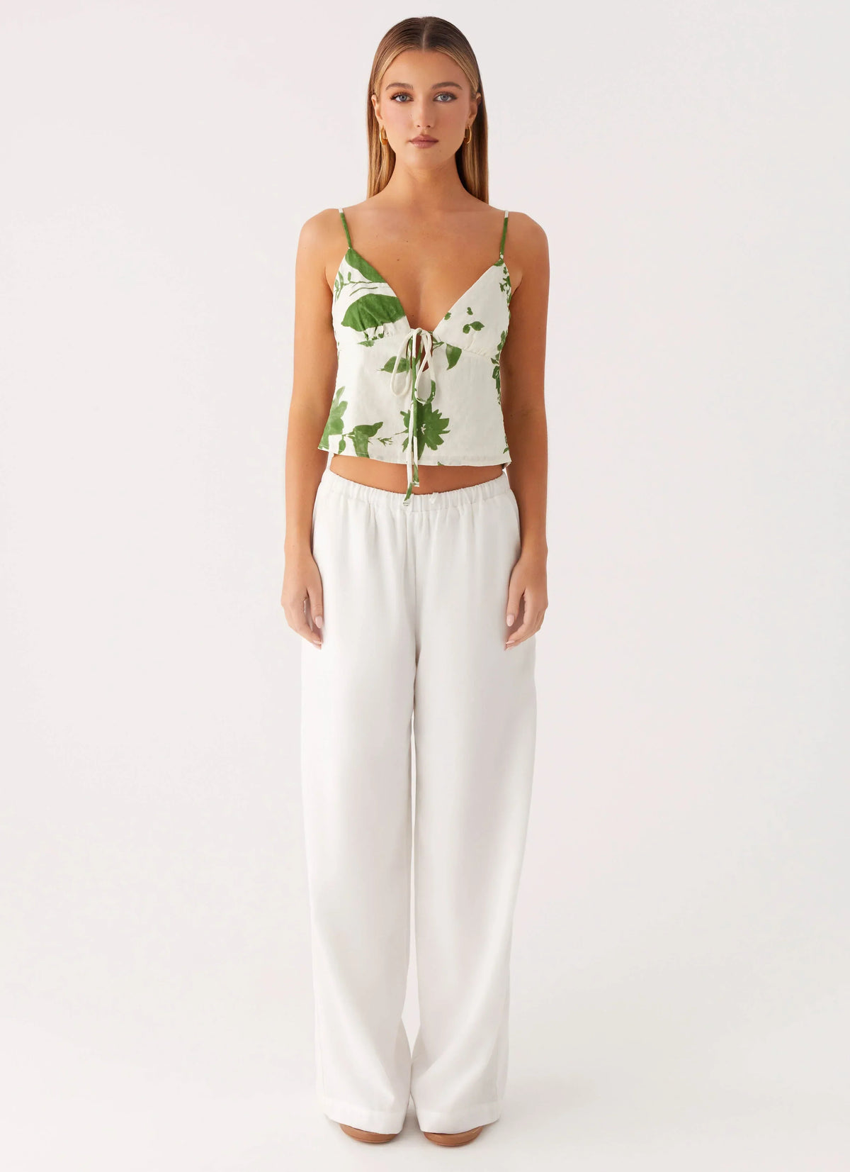 Faela Cotton Cami Top - Verdant Bloom