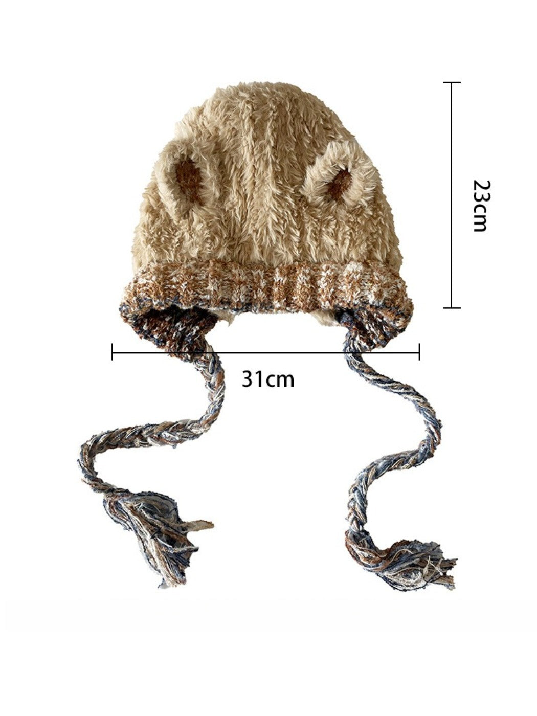 Haila - Cute Knitted Beanie with Braids &amp; Cat-like Ears