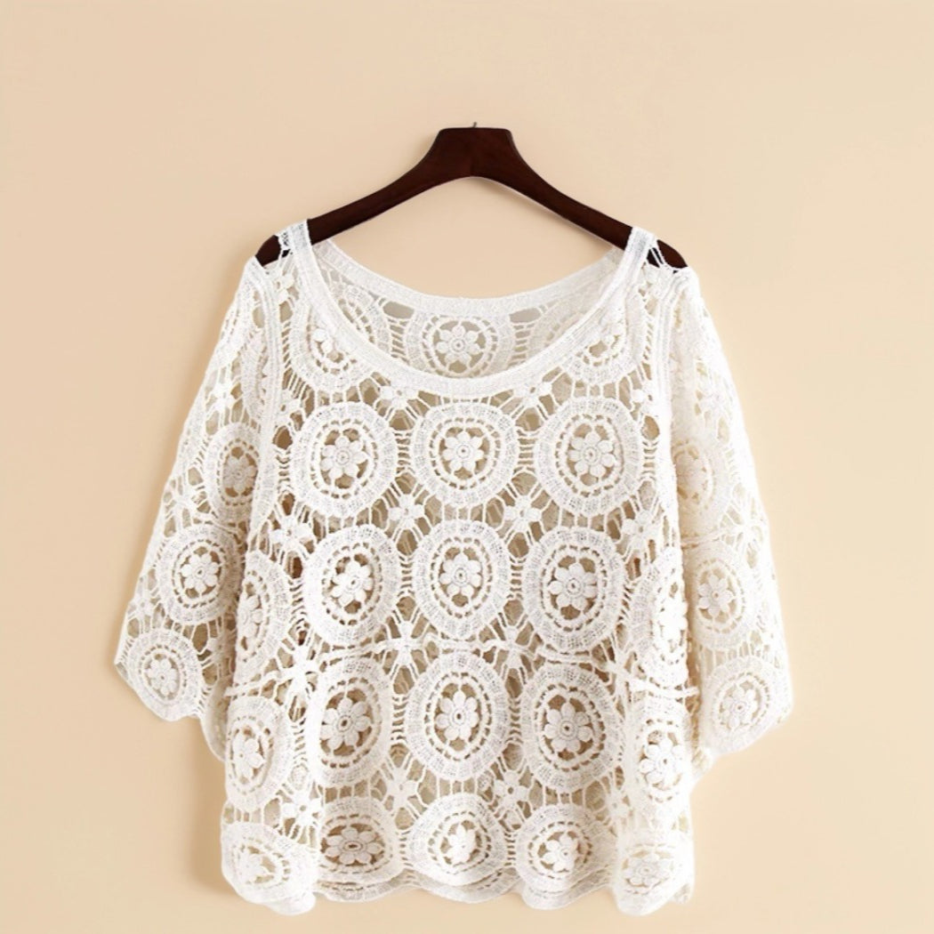 Crosa - Floral Crochet Lace Top – Breezy Spring/Summer Blouse