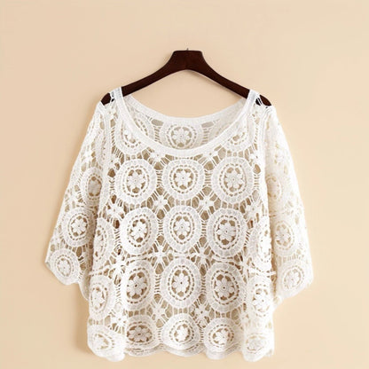 Crosa - Floral Crochet Lace Top – Breezy Spring/Summer Blouse