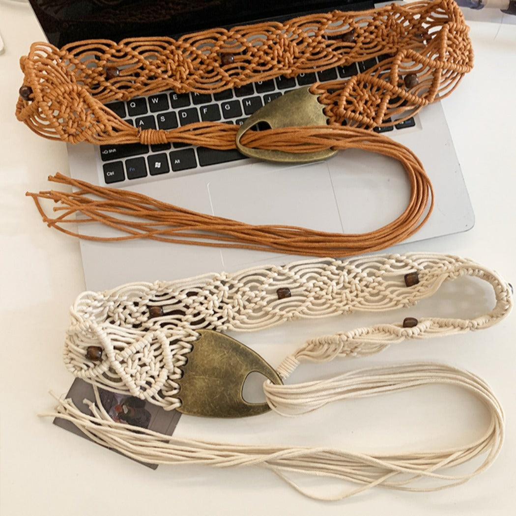 Beco - Distressed Metal Woven Belt - Boho &amp; Viantage