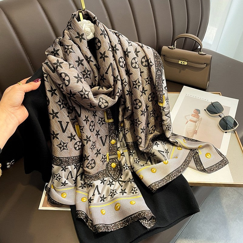 Sunproof Extended Print Faux Silk Scarf