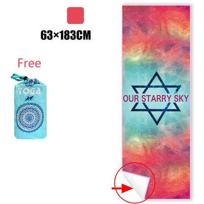 Sports Fitness Yoga Mat Spread Towel Silicone Anti-Slip Printing Pad Portable Folding Widened Spread Towel Easy Take