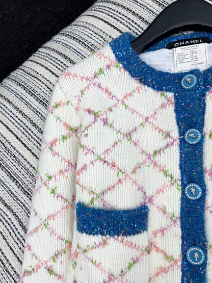 CC 2025 Cardigan Off-white Blue Wool 325889