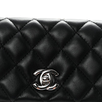Lambskin Quilted Fold Up Again Clutch Black