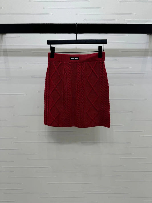 MIUMIU KNIT TOP AND SKIRT SET STYLE 752