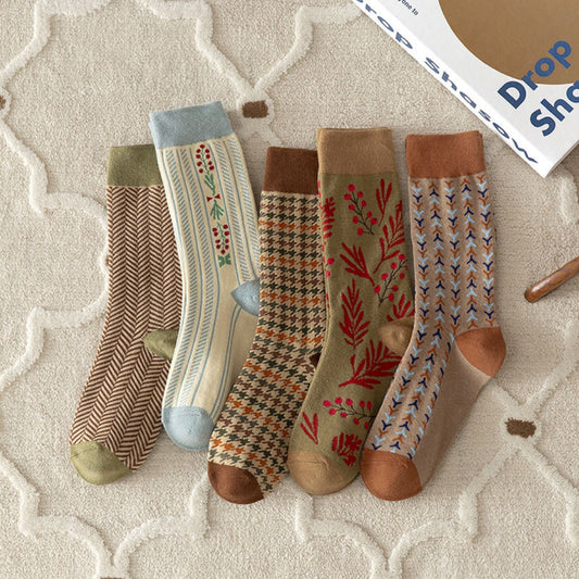 Rufia - Vintage Pattern Women's Socks for Fall &amp; Winter
