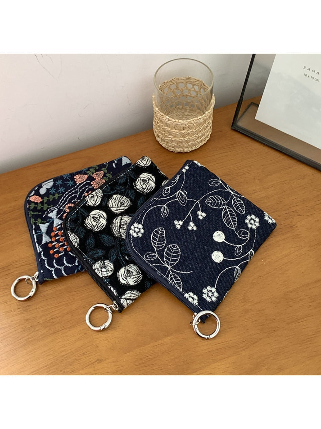 Cosbai - Small Coin Purse with Floral Prints