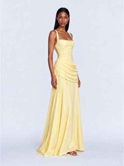 Marcella Draped Chiffon Maxi Dress