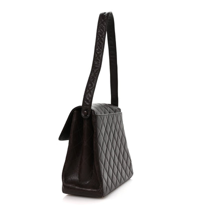 Caviar Quilted Medium Kelly Flap Brown