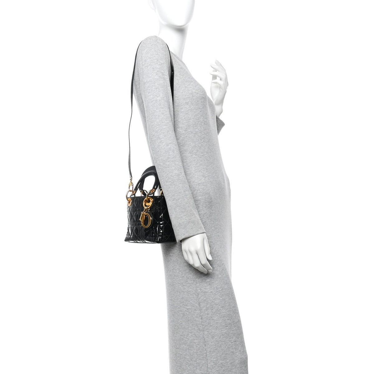 Patent Cannage Mini Lady Dior Black