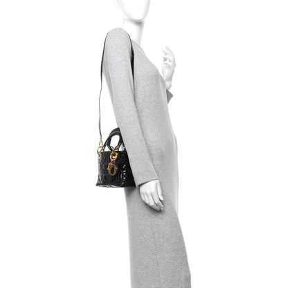 Patent Cannage Mini Lady Dior Black